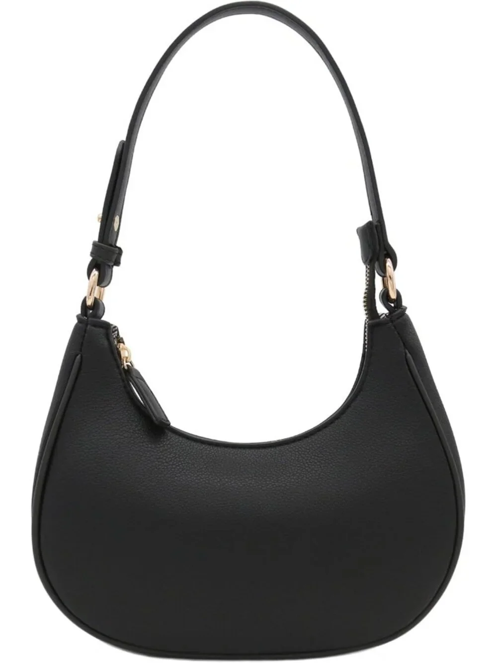 Women's Black Small Crescent For Trendy Underarm Purse Zipper Shoulder Bag